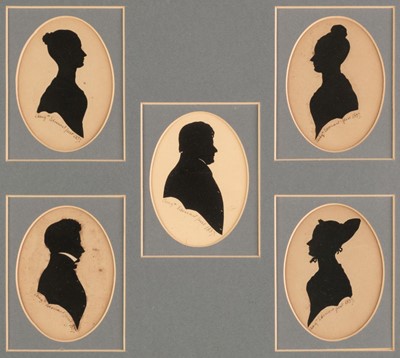 Lot 85 - Spriggs & Binyon Family Silhouettes. A group of 5 silhouettes of the Spriggs family, 1837