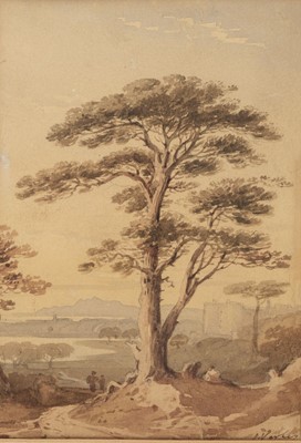 Lot 165 - Varley (John I, 1778-1842). Landscape with tree and castle in the distance, circa 1820