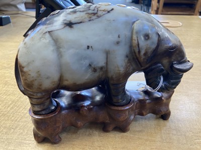 Lot 577 - Jade. A Chinese hardstone elephant and other items