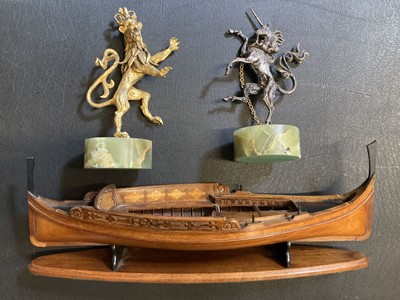 Lot 560 - Model Boat. A Maltese model passenger boat or Dghajsa and other items