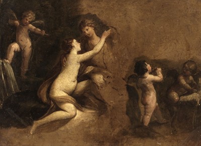 Lot 9 - French School. Iphis and Ianthe, 18th century,  oil on copper