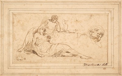 Lot 102 - Attributed to John Hamilton Mortimer (1740-1779). Seated female attending reclining male