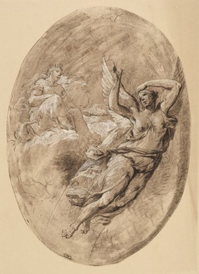 Lot 13 - Attributed to Carlo Maratta (1625-1713). Winged Angel and Seated Figure with a Crown