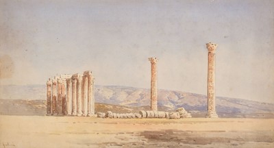 Lot 218 - Giallina (Angelos, 1857-1939). Ruined Temple, Greece, watercolour