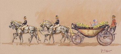 Lot 190 - King (John Gregory, 1929-2014). Her Majesty the Queen Mother, watercolour on buff paper