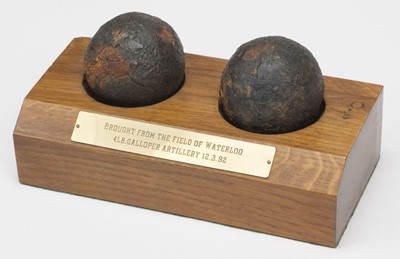 Lot 112 - Waterloo Relic. Two Waterloo cannonballs