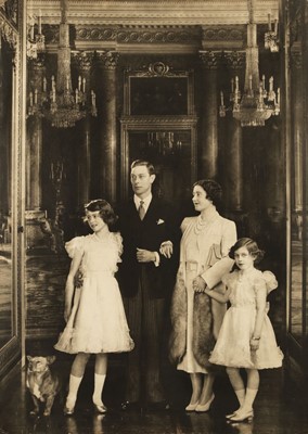 Lot 1 - Adams (Marcus, 1875-1959). Portrait of King George VI, his wife Elizabeth and their daughters, 1939