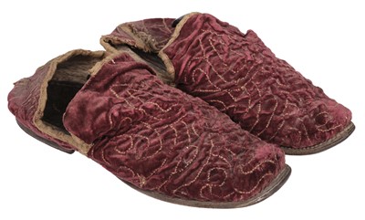 Lot 326 - Clothing. A pair of gentlemen's slippers, probably Italian, early-mid 18th century