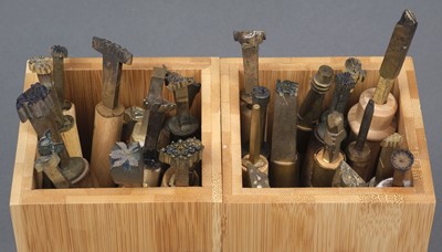 Lot 188 - Decorative finishing tools. 30 brass decorative finishing tools