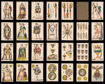 Lot 339 - French playing cards. Aluette pack, Nantes: Beauvais (1st portrait), circa 1848