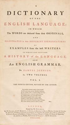 Lot 333 - Johnson (Samuel). A Dictionary, 2 volumes, 4th edition, 1773