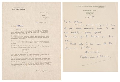 Lot 185 - Montgomery (Bernard Law, 1887-1976). Typed Letter & two Autograph Letters Signed, 1956