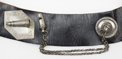 Lot 88 - Officer's Pouch. A Rifle Corps officer's black leather pouch and belt circa 1900