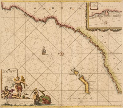 Lot 184 - North Africa. Van Keulen (Johannes), Nieuwe Pascaert vande Kust van Maroca en Zanhaga.., circa 1700