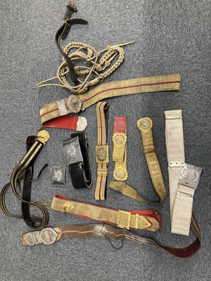 Lot 81 - Military Belts. An Edwardian belt of the 9th Lancers and other belts