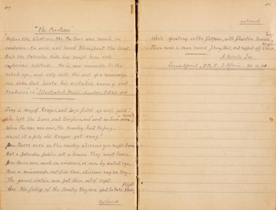 Lot 256 - Boer War Diary. 'Flashes of Thoughts for Spare Moments', by A. Melville 'Sapper' Gee, 1899-1900