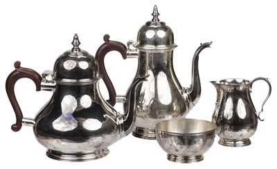 Lot 515 - Tea Service. A four-piece Queen Anne style "Britannia Silver" tea service by Garrard & Co Ltd