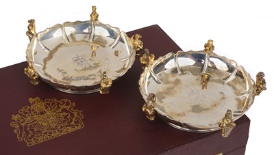 Lot 497 - Bon Bon Dishes. "The Queen's Beasts silver Jubilee 1952-1977" pair of silver bon bon dishes