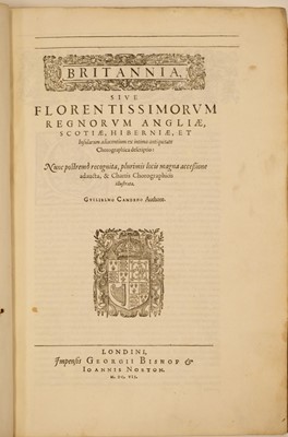 Lot 36 - Camden (William). Britannia sive Florentissimorum Regnorum Angliae, Scotiae, Hiberniae ..., 1607