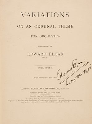 Lot 409 - Elgar (Edward). Variations on an Original Theme for Orchestra, 1st edition, 1899