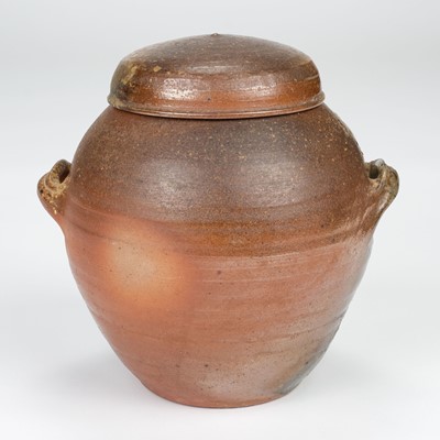 Lot 377 - Bayer (Svend, 1946-). A wood fired stoneware twin-handled storage jar and cover