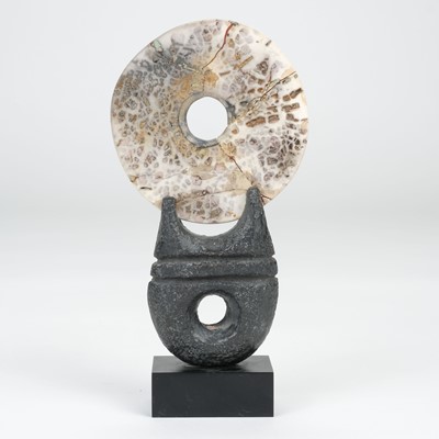 Lot 395 - Hayes (Peter, 1946-). A fractured raku disc, 2011