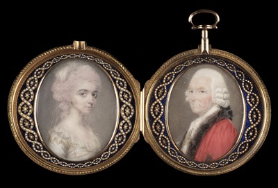 Lot 27 - Smart (John, 1741-1811). A pair of oval portrait miniatures, of an unidentified gentleman and lady, circa 1770s