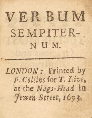 Lot 252 - Taylor (John) - Bible [English]. Verbum Sempiternum [and] Salvator Mundi, 1693