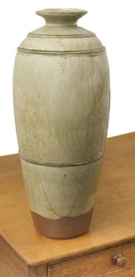 Lot 378 - Batterham (Richard, 1936-2021). A very tall two-piece stoneware bottle, 1980s