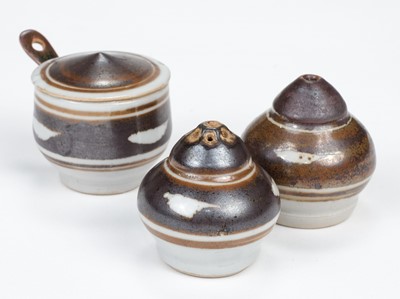 Lot 387 - Davis (Harry, 1910-1986) and Davis (May, 1914-1998). A cruet set for Crowan Pottery