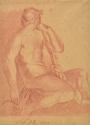 Lot 218 - English School. Study of a seated male nude, 1800