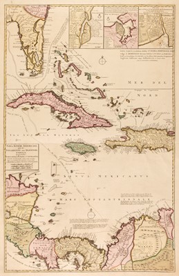 Lot 143 - Caribbean. Ottens (R. & J.). Nouva Tabula exhibens Insulas Cubarn et Hispaniolam..., circa 1740