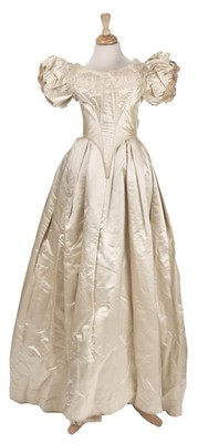 Lot 334 - Clothing. A two-piece satin wedding gown, circa 1840s, & other wedding attire, 19th-early 20th cent.