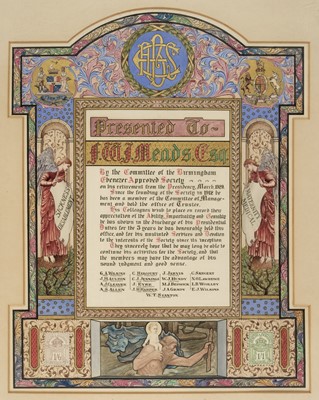 Lot 227 - Illuminated Address. Presented to F. W. J. Meads, 1929, and one other