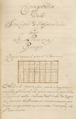 Lot 104 - Italian Horticulture Manuscript. Trattato de Giardini, 2 parts paginated as 1, c. 1770