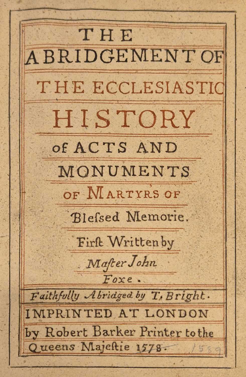 Lot 273 - Foxe (John). The Abridgement of the