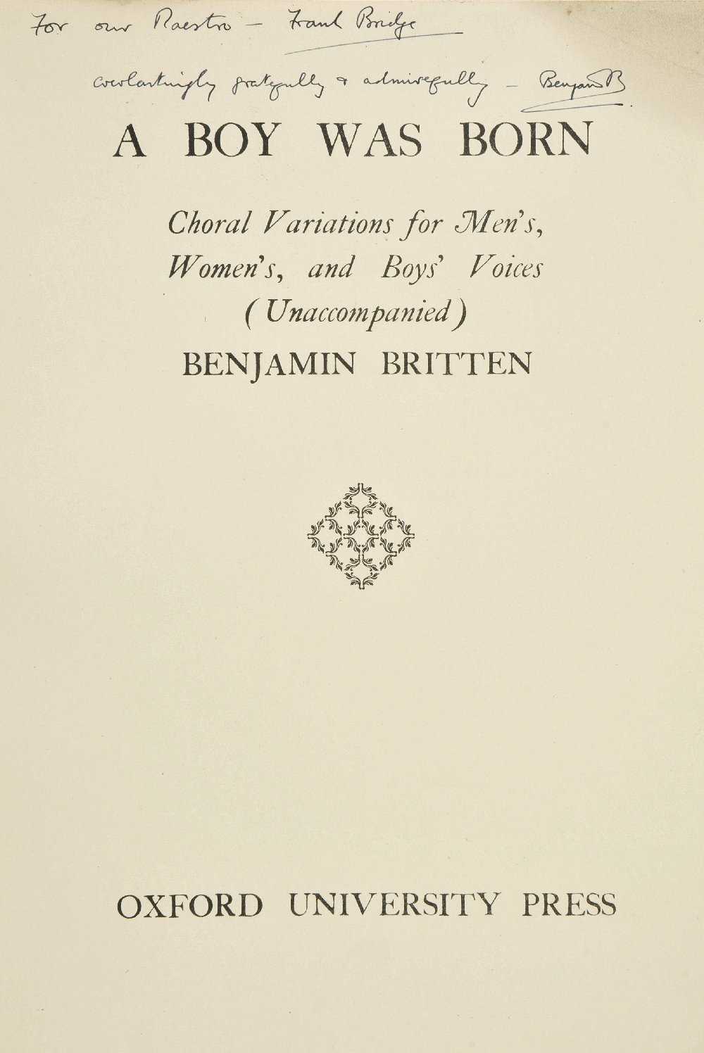 Lot 285 - Britten, Benjamin, 1913-1976