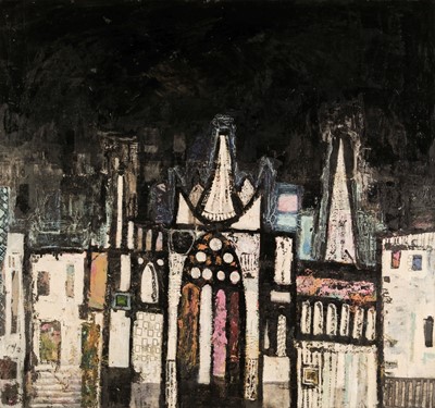 Lot 194 - British School. Church of the Damned, mid-century acrylic on board