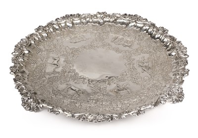 Lot 503 - Equestrian Salver. A William IV silver salver, Sheffield 1833