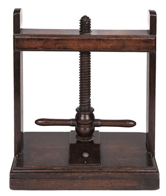 Lot 181 - Book press. A finely constructed small-scale hardwood book press, early 19th-century