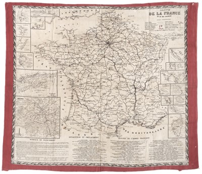 Lot 352 - Handkerchief. Carte de la France, Rouen: Manufacture de E. Renault (fl. 1860-1890)