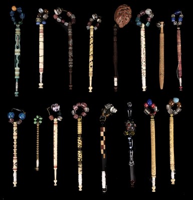 Lot 356 - Lace bobbins. A large collection of lace-making bobbins, 19th-20th century