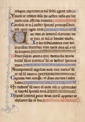 Lot 231 - Illuminated Leaf. A single leaf from a Manuscript Psalter, Northern France, early 13th century