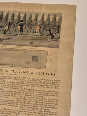 Lot 363 - Broadside. Rules and Instructions for Playing at Skittles, London: G. Kearsley, 1786, later reprint