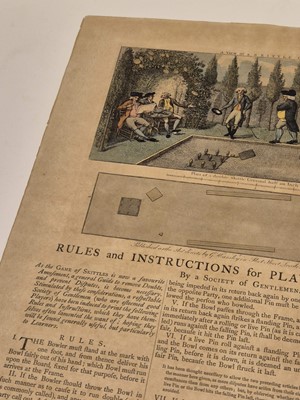 Lot 363 - Broadside. Rules and Instructions for Playing at Skittles, London: G. Kearsley, 1786, later reprint