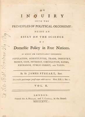 Lot 261 - Steuart (James). An Inquiry into the Principles of Political Oeconomy, volume 2 only, 1767