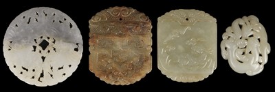 Lot 489 - Jade. A Chinese jade pei and other pieces