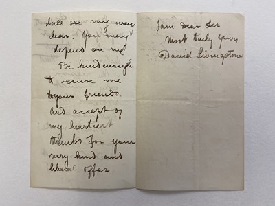 Lot 181 - Livingstone (David, 1813-1873). Autograph Letter Signed, 22 May 1857