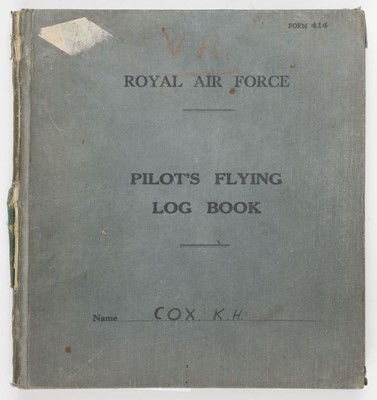 Lot 308 - Battle of Britain. RAF Logbook - Pilot Officer K.H. Cox, 610 Squadron, KIA 28 August 1940