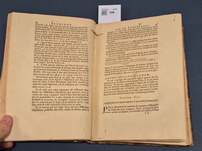 Lot 356 - Montmort, Pierre Rémond de. Essay d'Analyse sur les Jeux de Hazard, 1st edition, Paris, 1708
